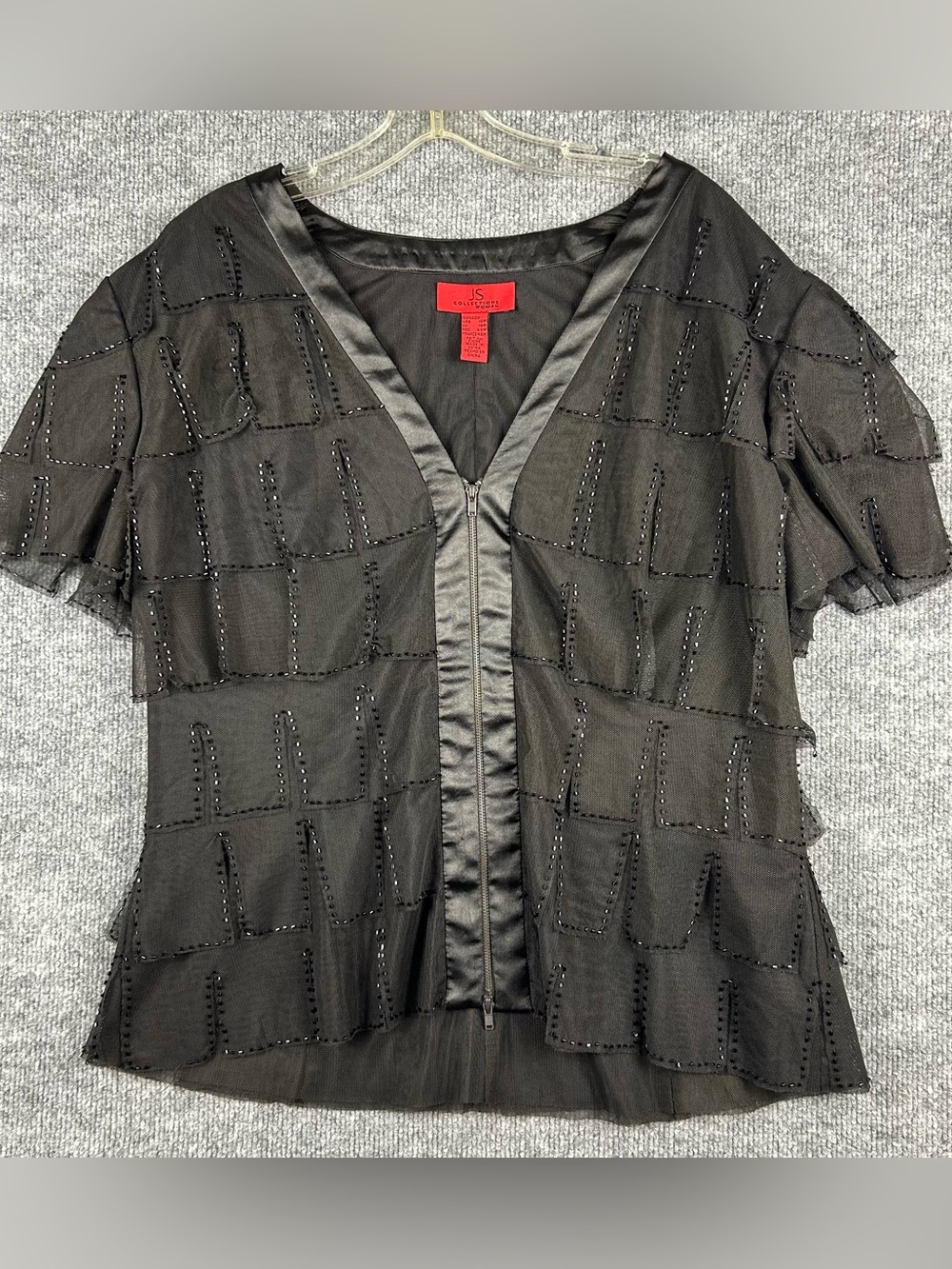 JS Collections Beaded Mesh Going Out Top Plus Size 16W